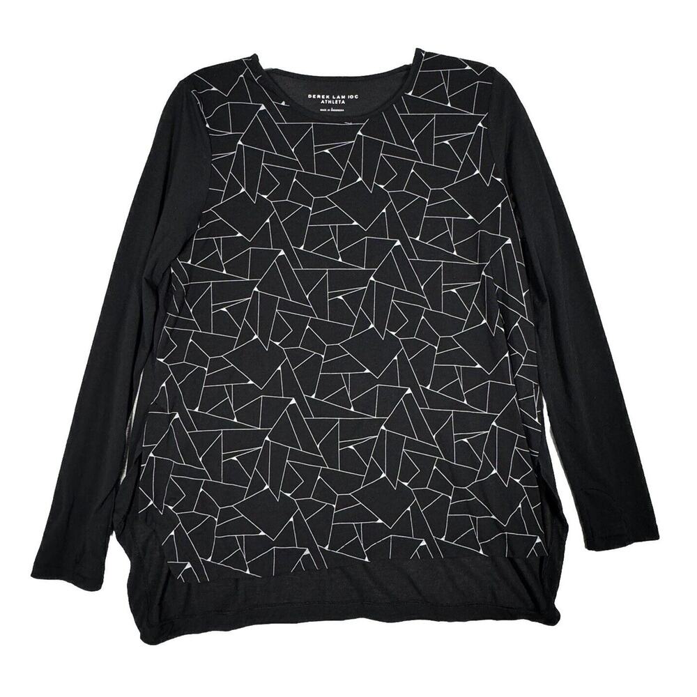 Athleta Derek Lam Shirt Women Large Black White Geometric Corner Road Athleisure